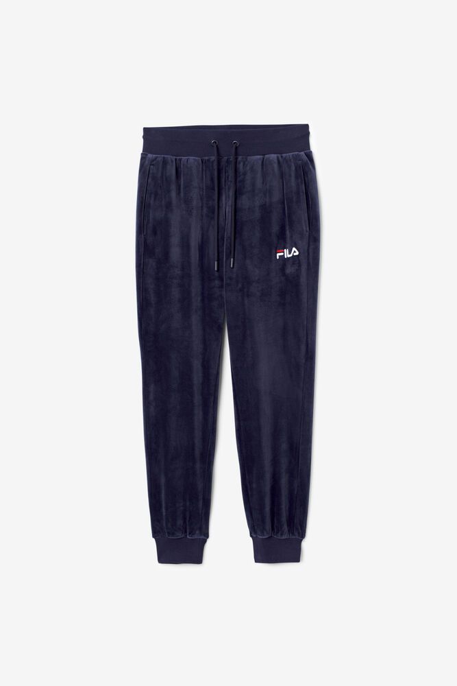 Fila Pants Womens Navy - Zura Velour Jogger - Philippines 5160239-NH